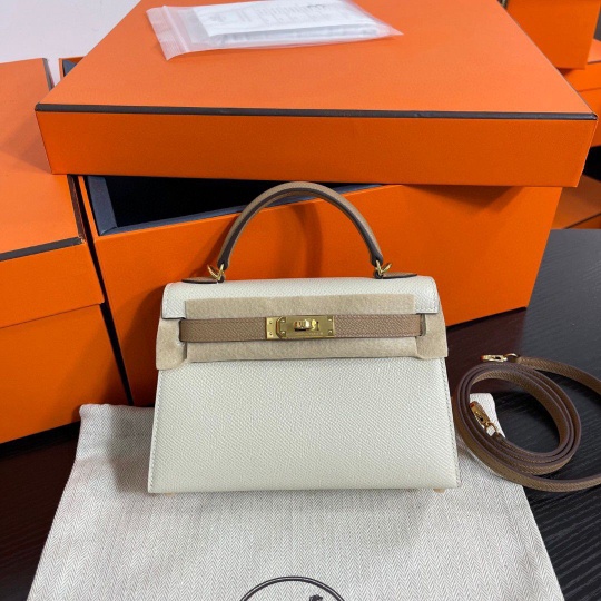 Hermes Kelly Mini II Epson GHW bicolor Craie match Chai